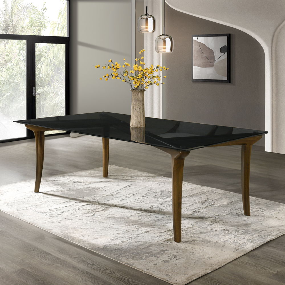 Danzel - Dining Table With Glass Top - Vintage Oak