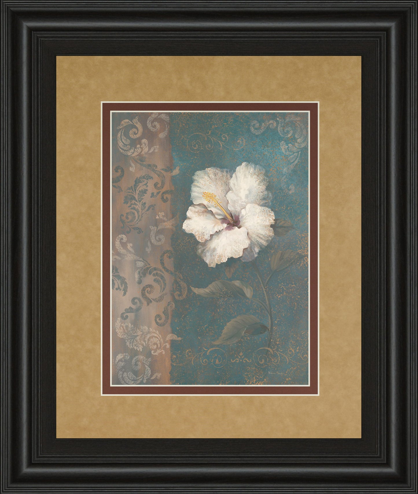 Floral Trans Il By Vivian Flasch - Framed Print Wall Art - Light Brown