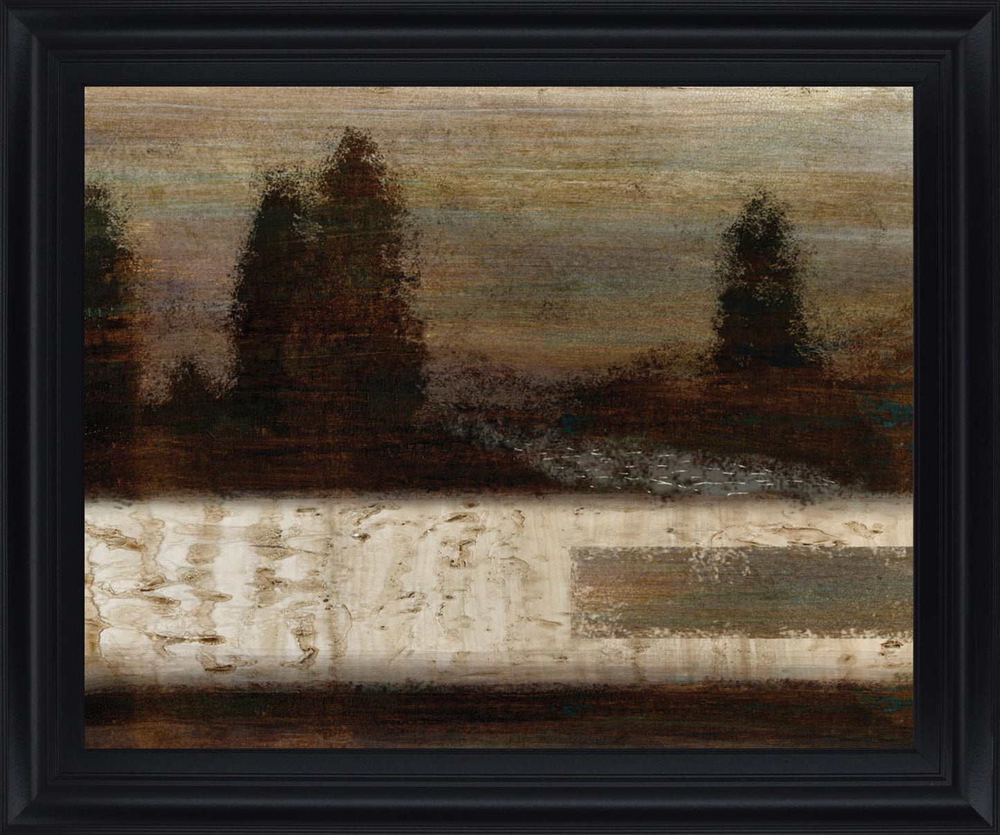Shadowed Pinescape - 28" x 34" Framed Wall Art - Dark Brown