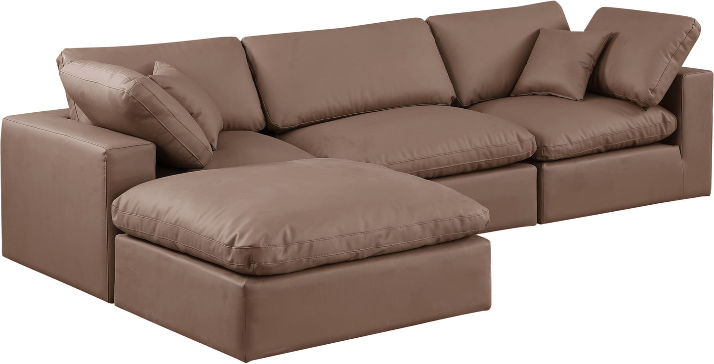 Comfy - 4 Piece Faux Leather Modular Sectional With Chaise