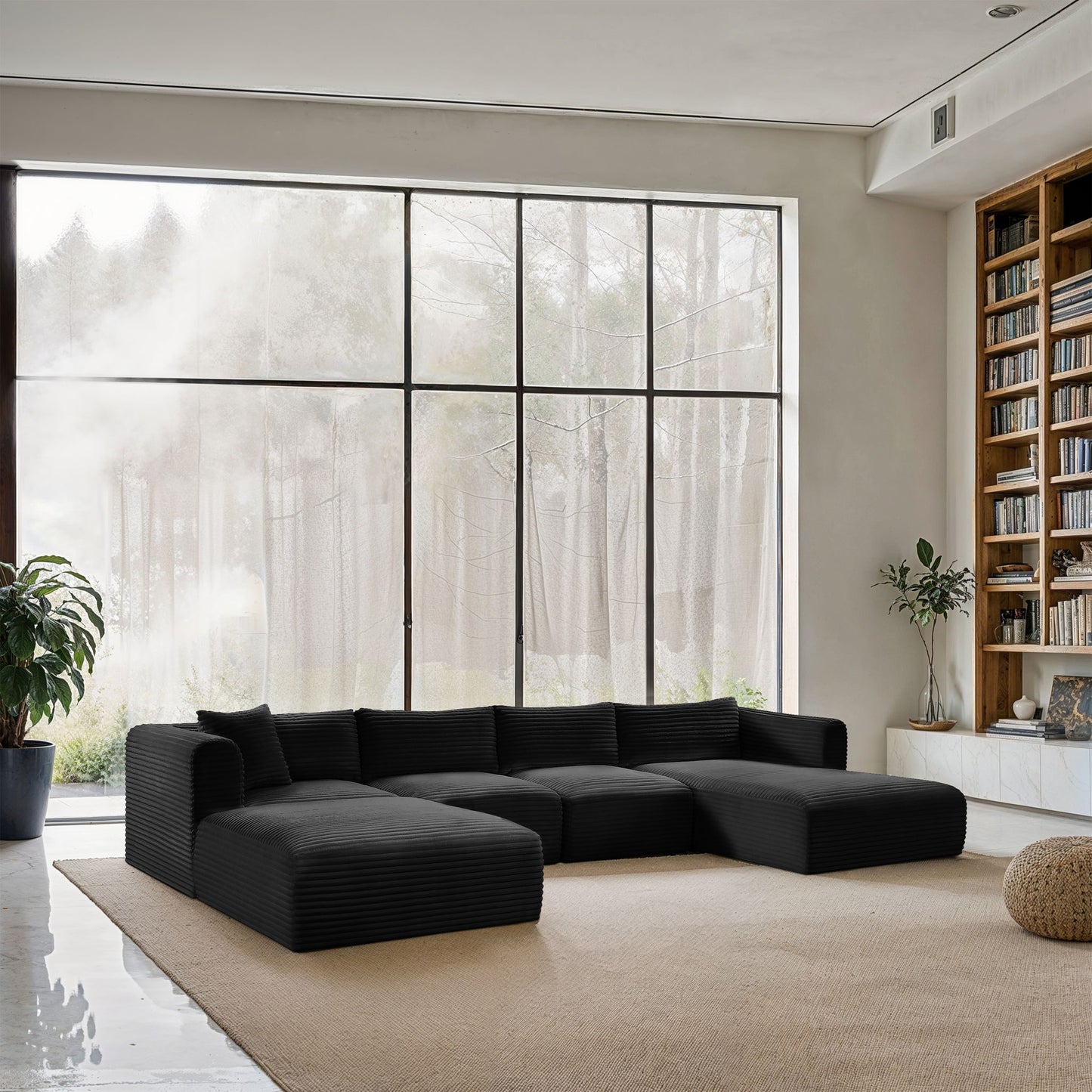 Shaggy - 5 Piece Modular Sectional With Chaise And Ottoman