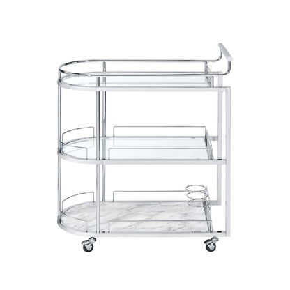 Inyo - Serving Cart - Clear Glass & Chrome