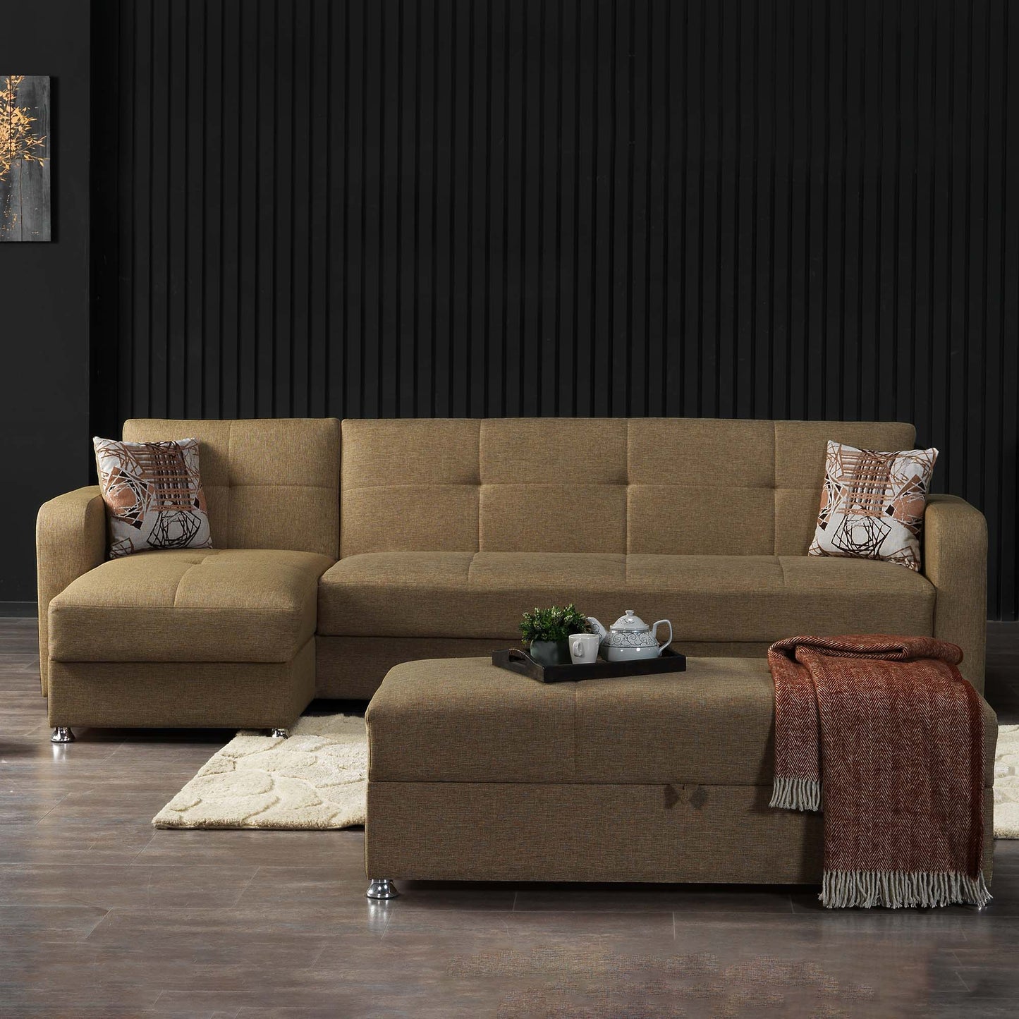Ottomanson Harmony - Upholstered Convertible Chaise Lounge With Storage