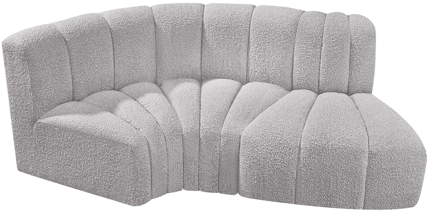 Arc - Boucle Fabric 3 Piece Modular L-Shaped Sofa