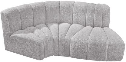 Arc - Boucle Fabric 3 Piece Modular L-Shaped Sofa