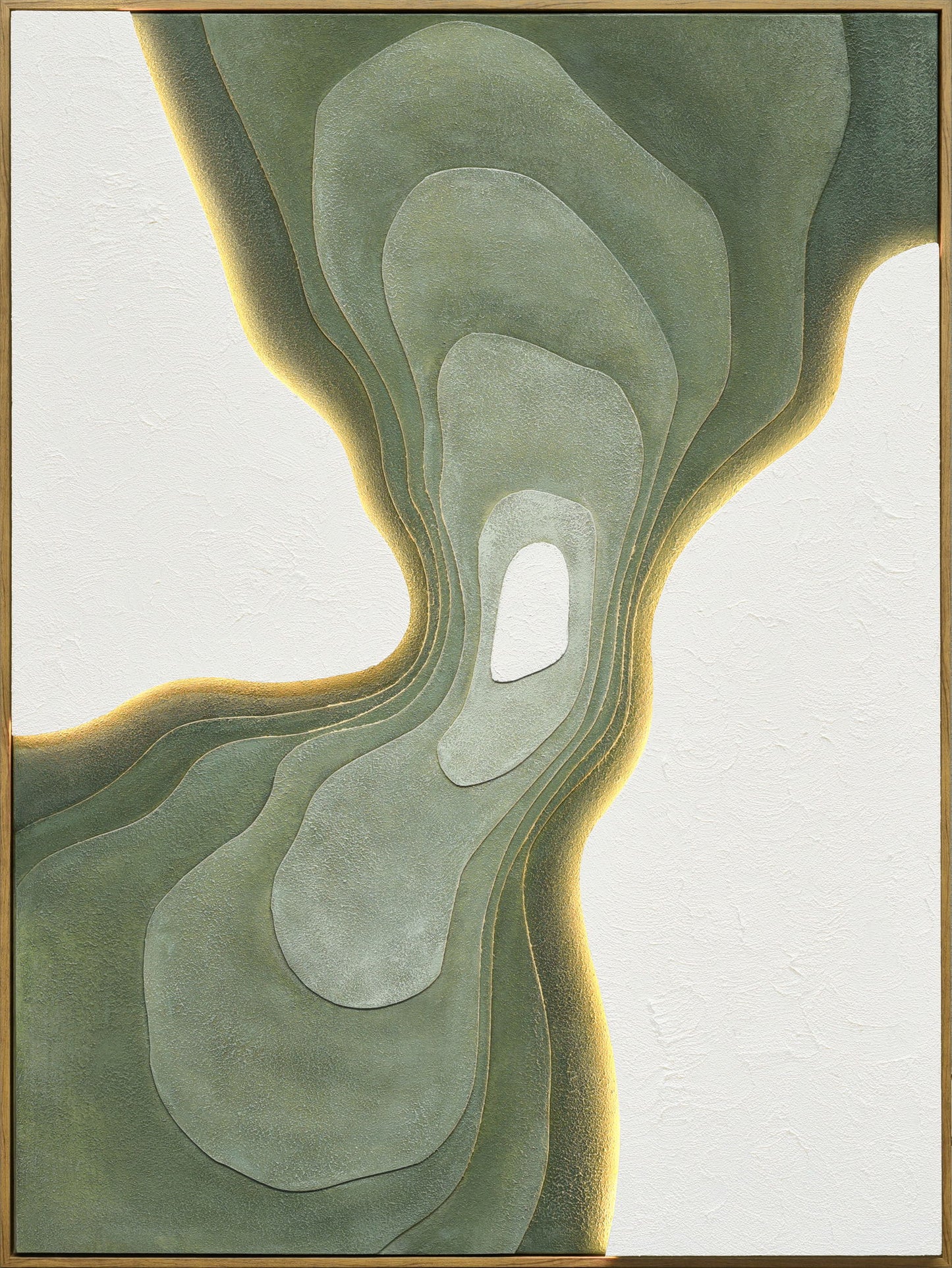 Verdant Passage Hand-Painted LED Canvas In Frame - Sage / Green