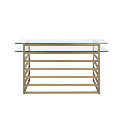 Shona - Writing Desk - Clear Glass Top & Antique Gold