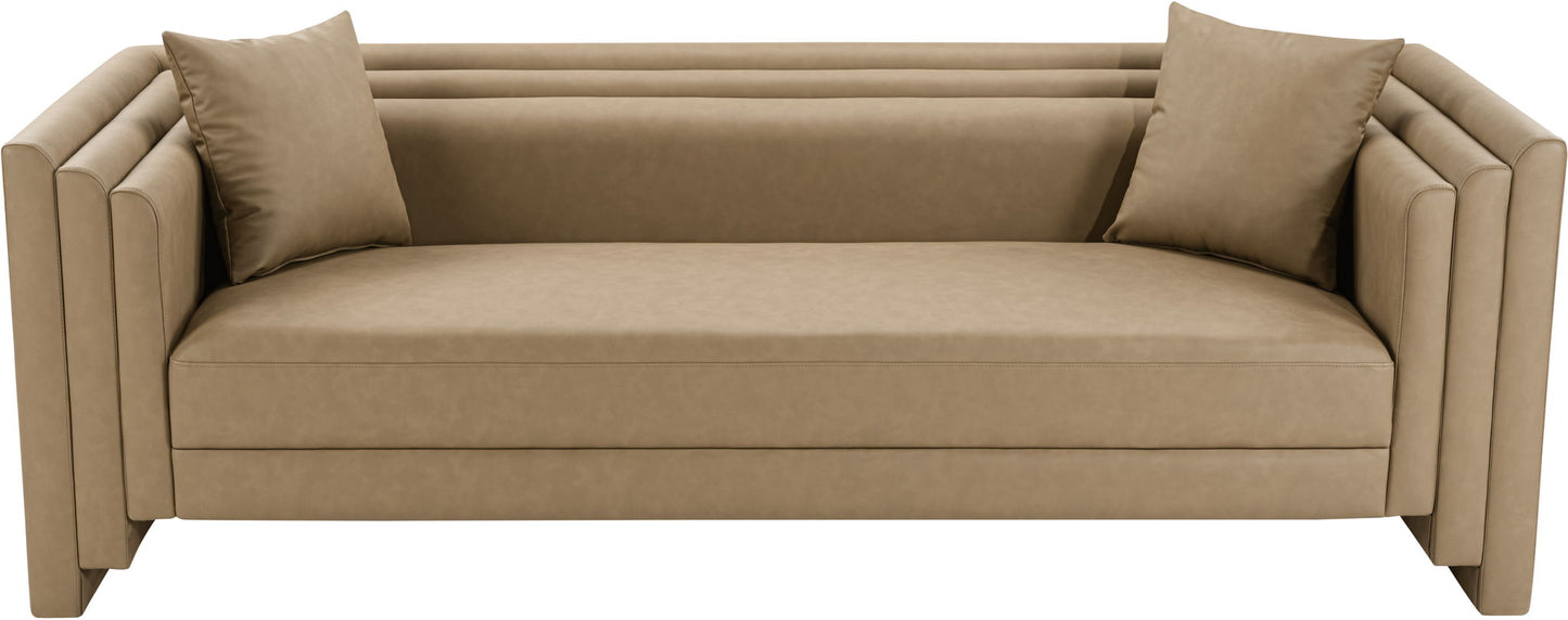 Everett - Vegan Leather 88.5" Upholstered Sofa - Tan