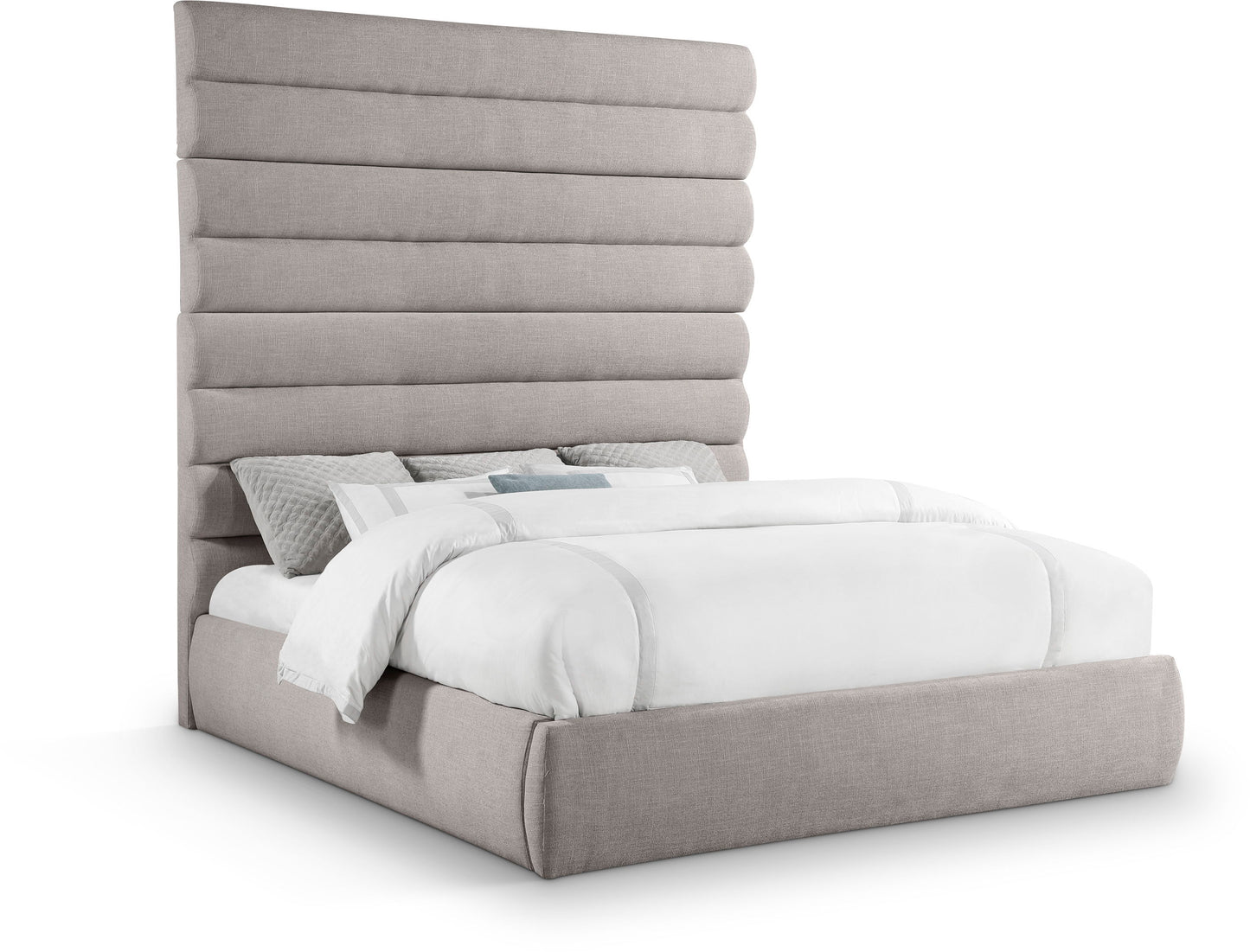 Adam - Linen Fabric Bed With 89" Headboard