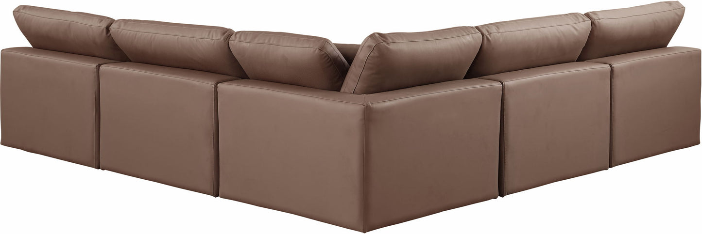 Comfy - 5 Piece Faux Leather Modular Corner Armless Sectional