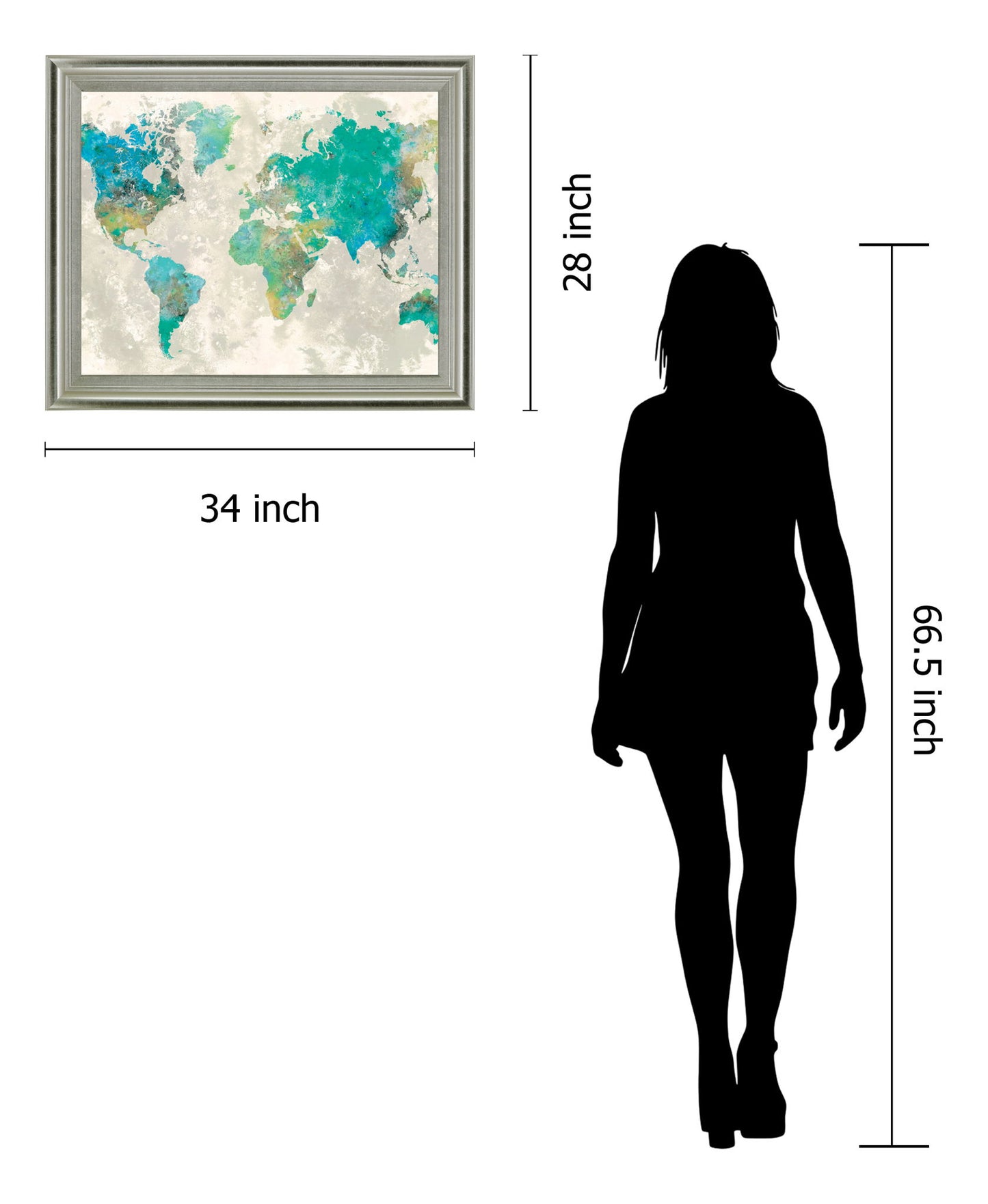 Aqua Atlas - 28" x 34" Framed Wall Art - Light Blue