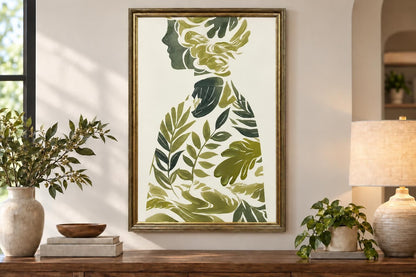 Sylvan Silhouette - 24 X 35 - Hand-Embellished Canvas In Frame - Green