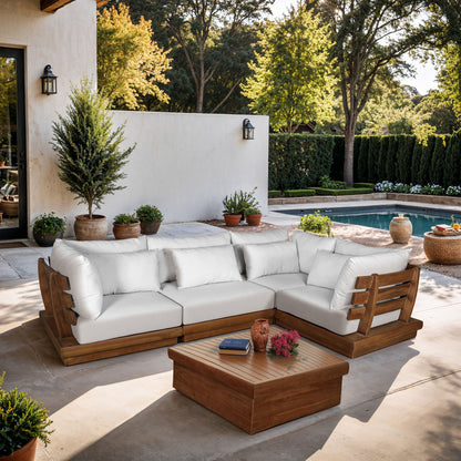 Mirella - 4 Piece Water Resistant Fabric Outdoor Patio Modular Sectional