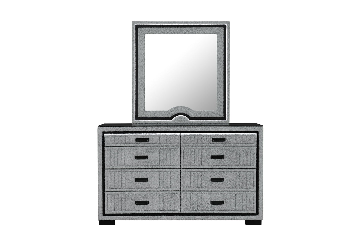 Isabella - 5 Piece Queen Bedroom Set (Queen Bed Group With LED, TV Lift, Bluetooth Speaker And Firpeplace Crystal) - Gray
