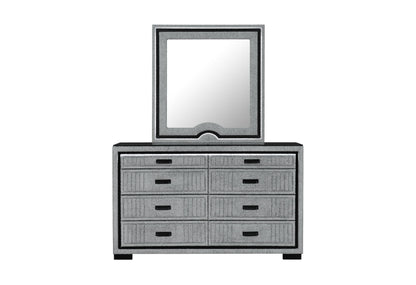 Isabella - 5 Piece Queen Bedroom Set (Queen Bed Group With LED, TV Lift, Bluetooth Speaker And Firpeplace Crystal) - Gray