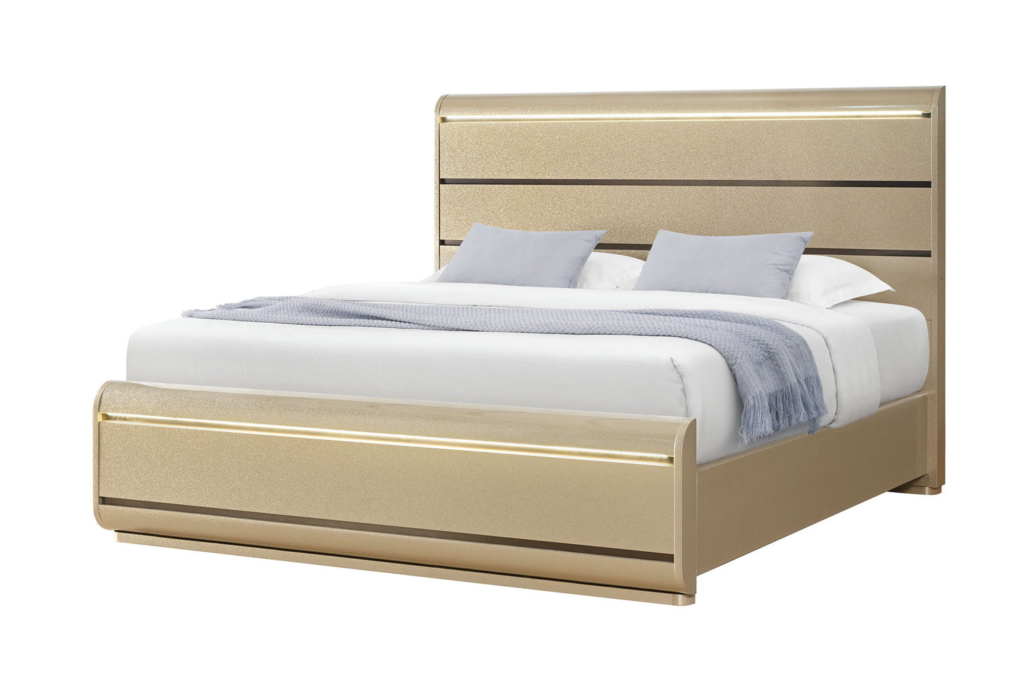 Genesis - King Bed With LED - Gold
