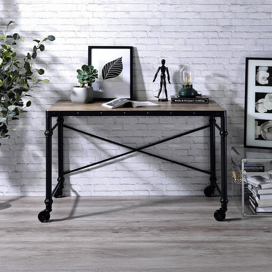 Oklarth - Writing Desk - Rustic Oak & Black