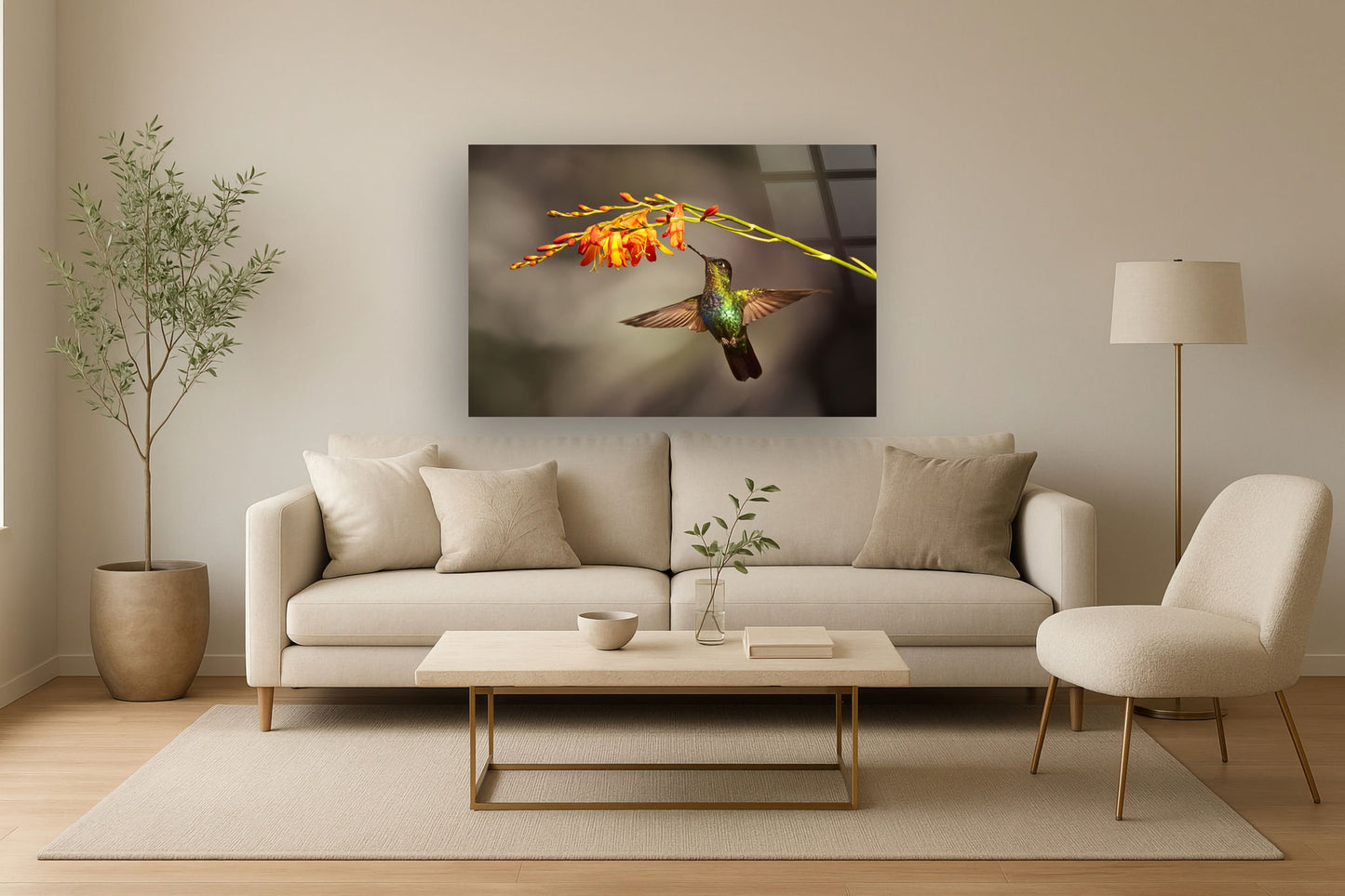 Temp Glass With Foil - Hummingbird - Light Brown