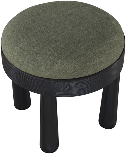 Larea - Linen Textured Fabric Ottoman - Black Base