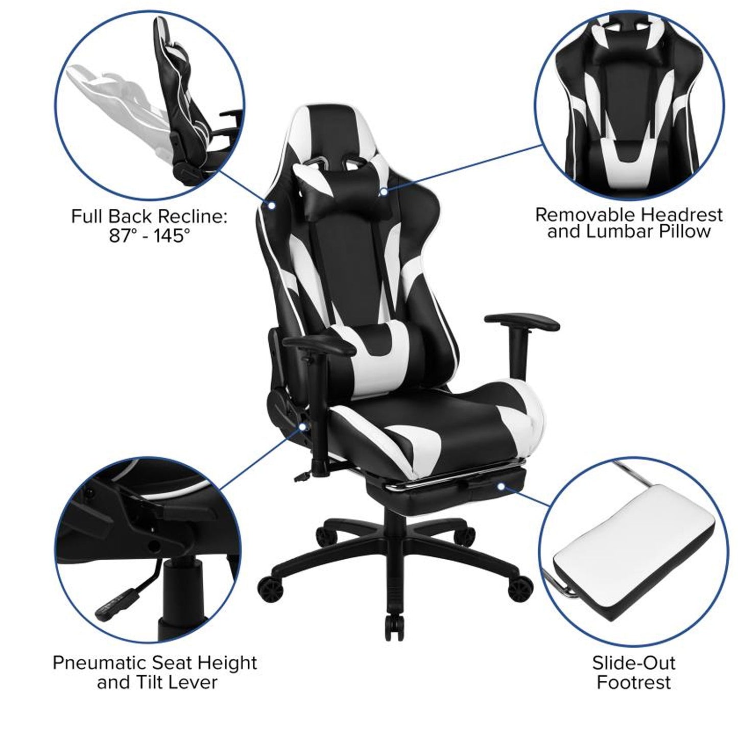 Flash Furniture - 2 Piece Gaming Desk & Reclining Gaming Chair Set - Black / White