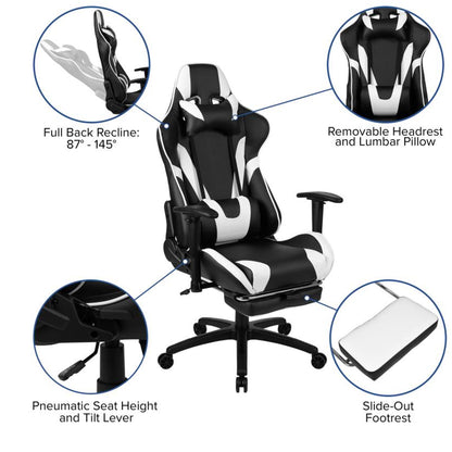 Flash Furniture - 2 Piece Gaming Desk & Reclining Gaming Chair Set - Black / White