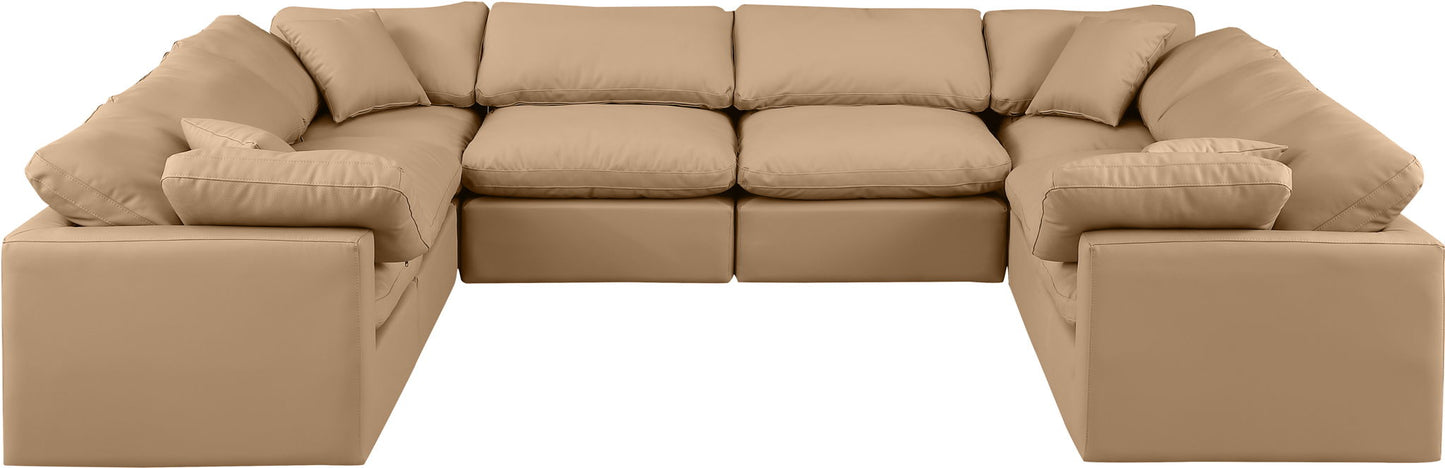Indulge - Faux Leather 8 Piece Modular Sectional - Tan