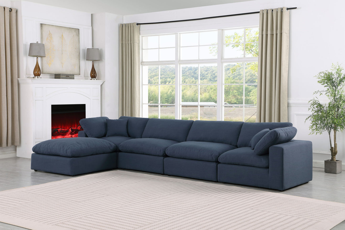 Comfy - 5 Piece Linen Modular Sectional With Chaise
