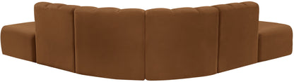 Arc - Velvet 6 Piece Corner Modular Sofa - Saddle