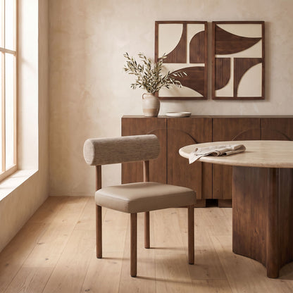 Paramo - Chenille Fabric and Vegan Leather Upholstered Dining Chair