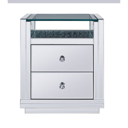 Nysa - 20" X 14" Accent Table - Mirrored & Faux Crystals