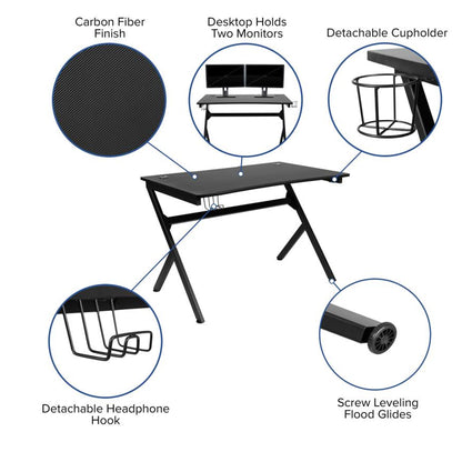 Flash Furniture - 2 Piece Gaming Desk & Chair Set - Black / White
