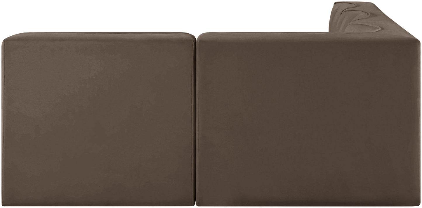 Rummi - Armless Velvet Performance Fabric Upholstered 4 Piece Modular Sectional