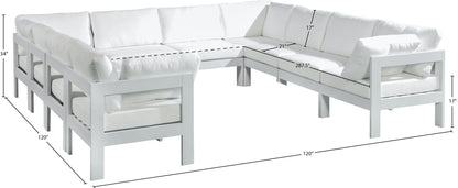 Nizuc - Outdoor Patio 10 Piece Modular Sectional With White Frame