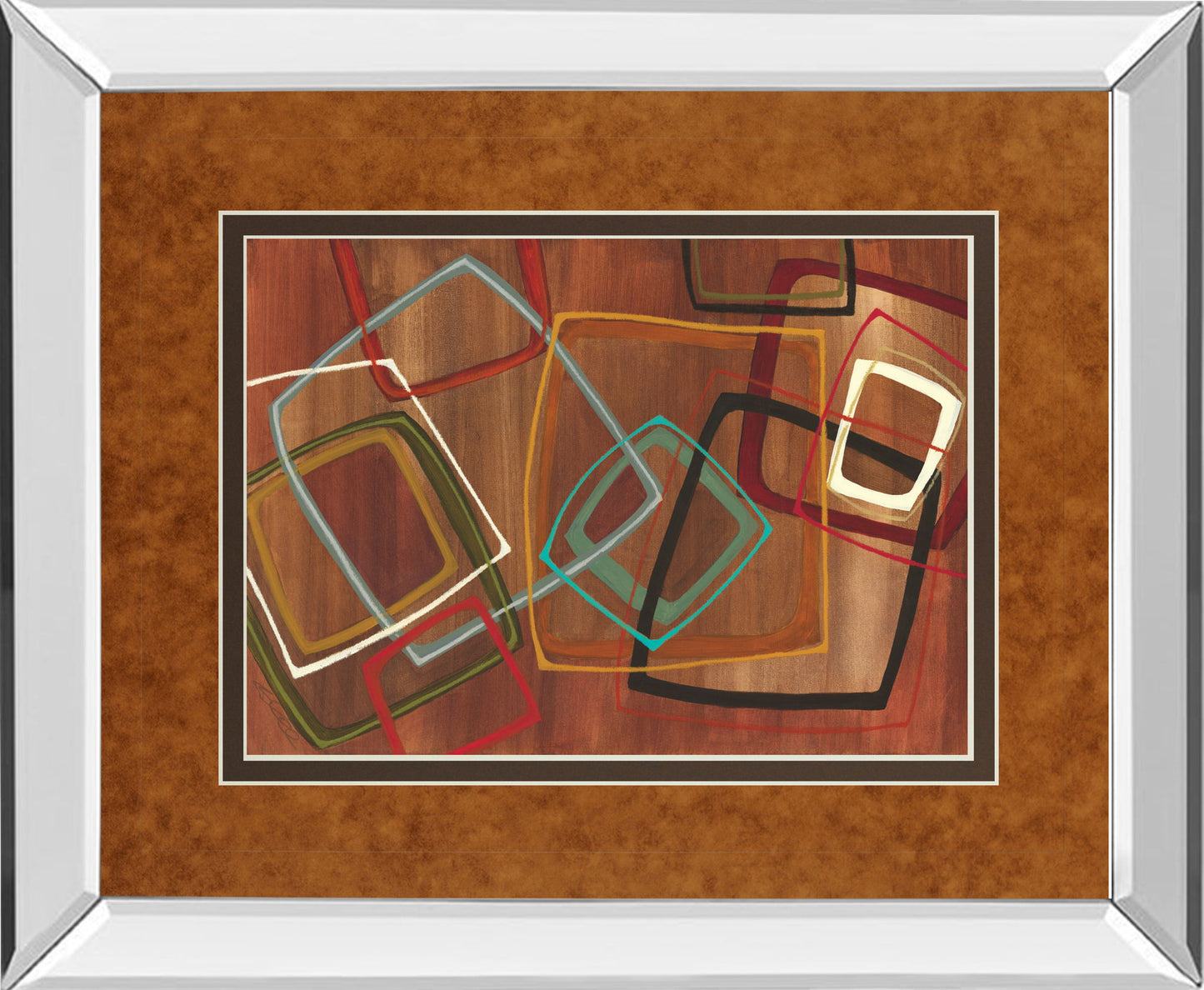 Twenty Tuesday Il By Jeni Lee - Mirror Framed Print Wall Art - Light Brown