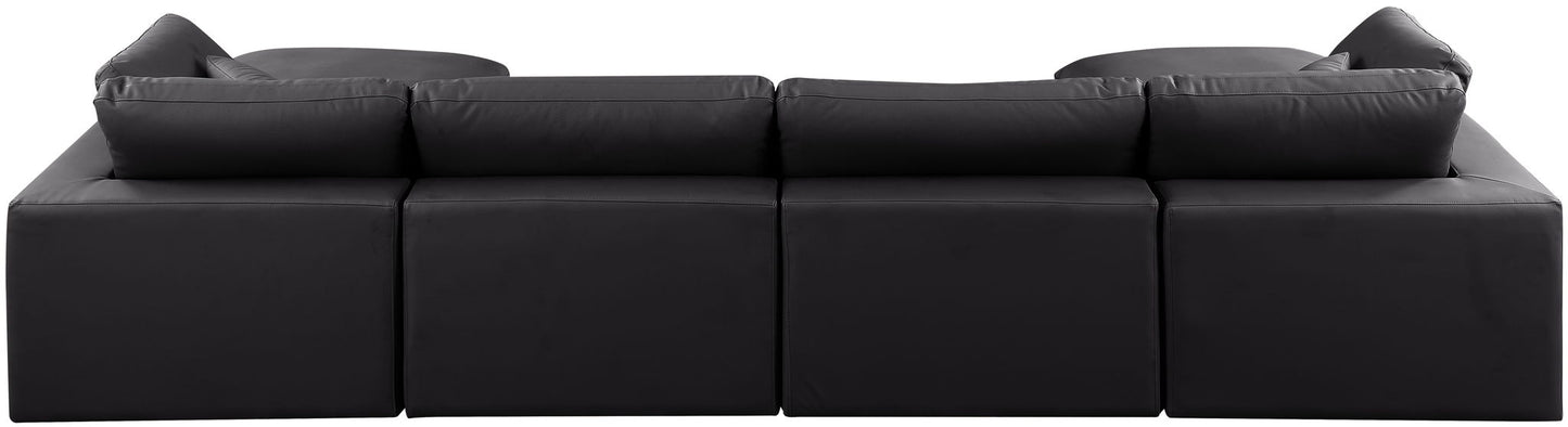 Comfy - 6 Piece Faux Leather Modular Double Chaise Sectional