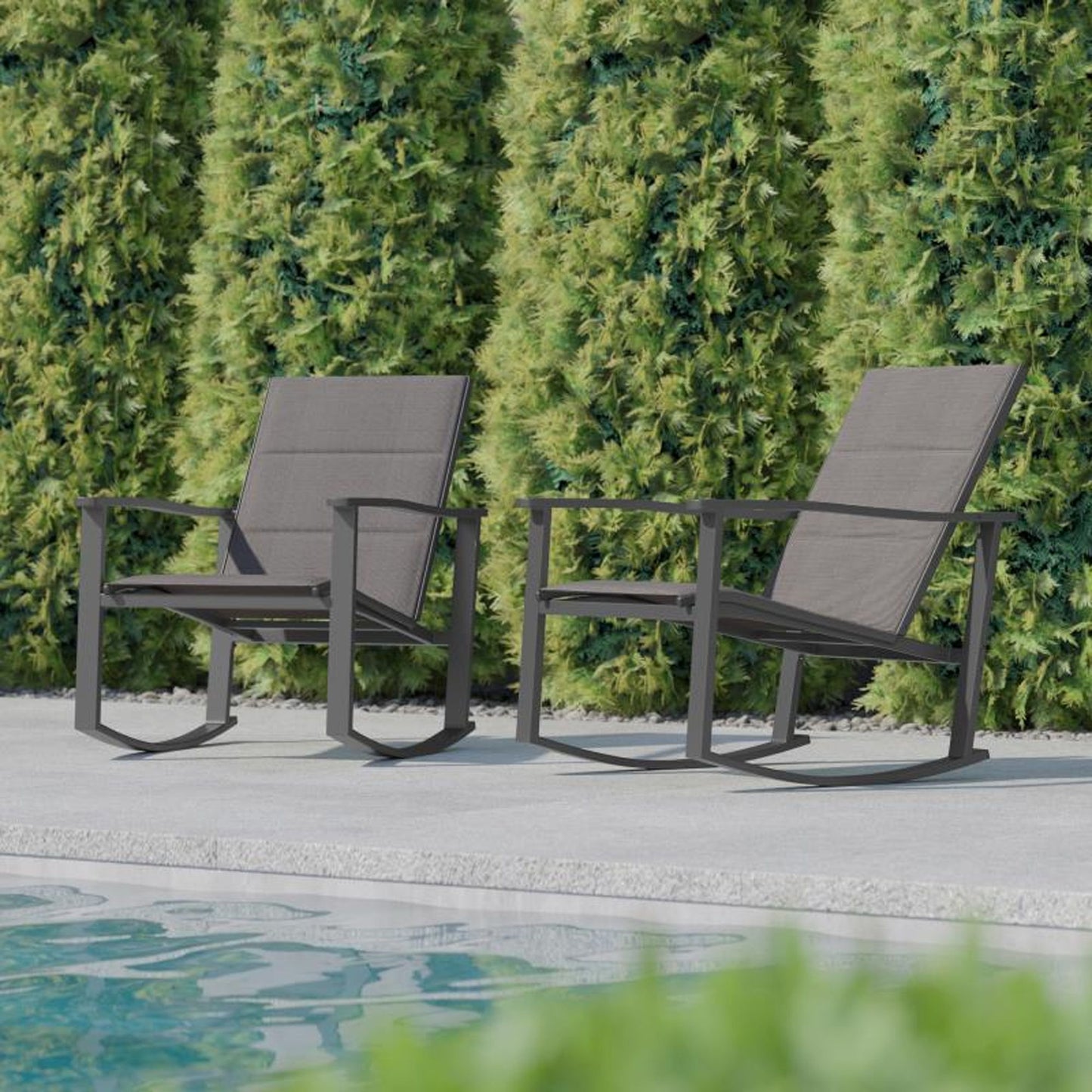 Flash Furniture - Textilene Rockers (Set of 2) - Gray
