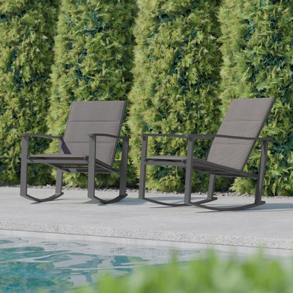 Flash Furniture - Textilene Rockers (Set of 2) - Gray