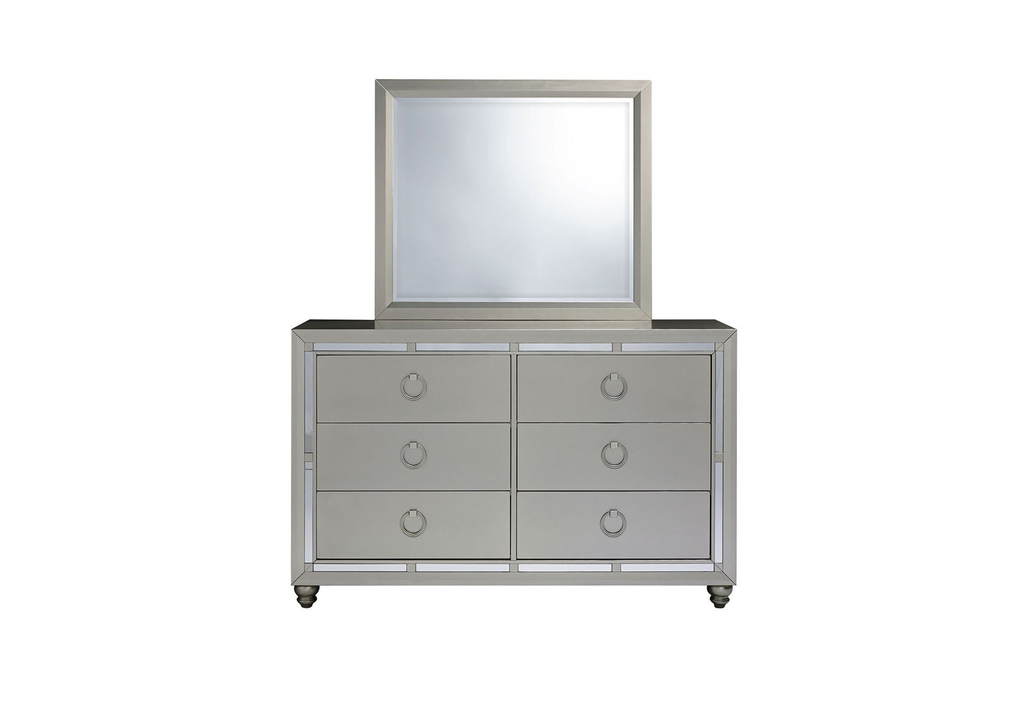 Riley - 5 Piece Queen Bedroom Set - Silver