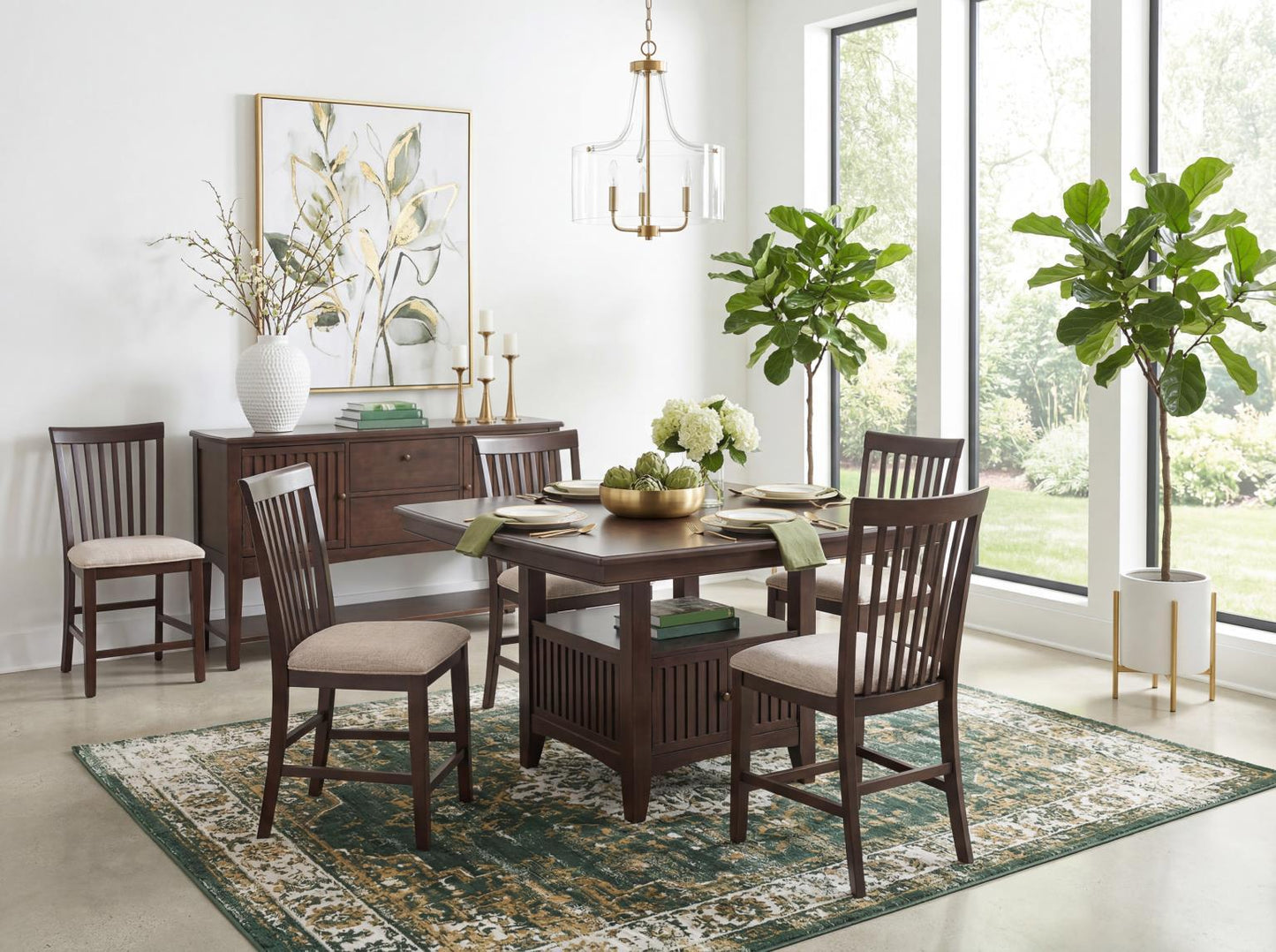 Caldwell - Complete Counter Height Dining Table With Storage Base - Espresso