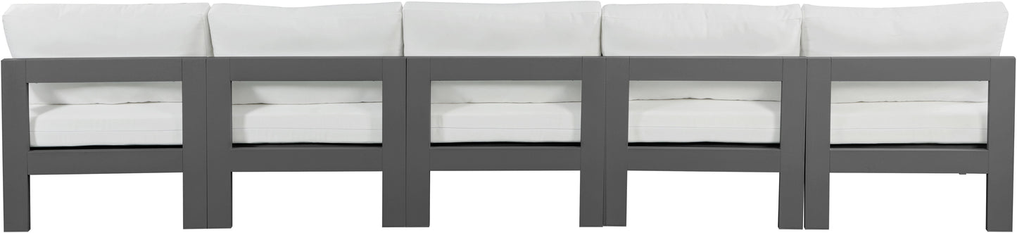 Nizuc - Outdoor Patio 5 Seat Modular Armless Sofa With Gray Frame