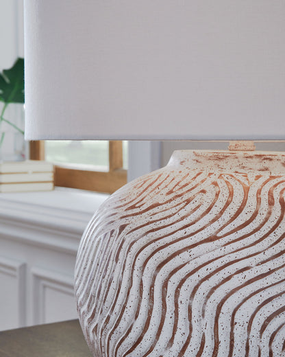 Vien - Terracotta Table Lamp - Distressed White