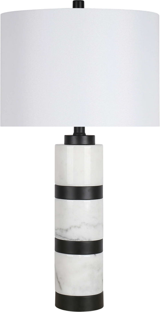 "Marble Harmony" Marble Table Lamp - White Marble / Matte Black