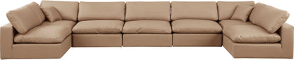 Comfy - 7 Piece Faux Leather Modular Armless Sectional - Tan