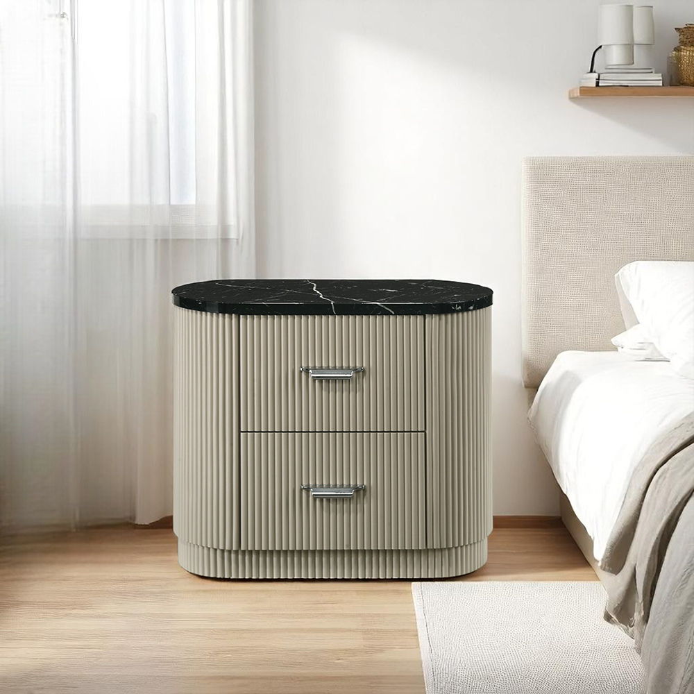 Travonte - Nightstand - Gray / Beige