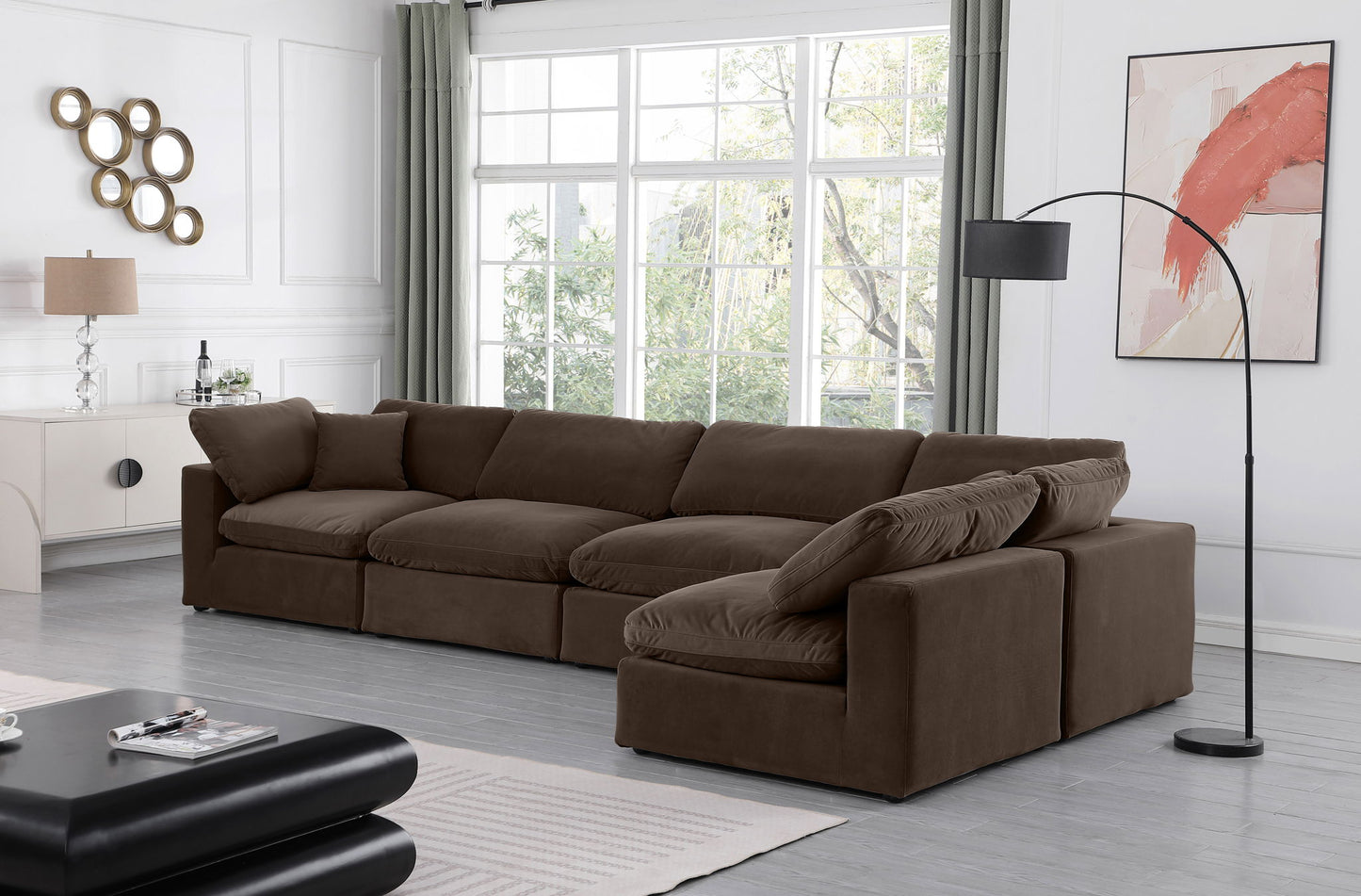 Comfy - 5 Piece Velvet Modular Sectional