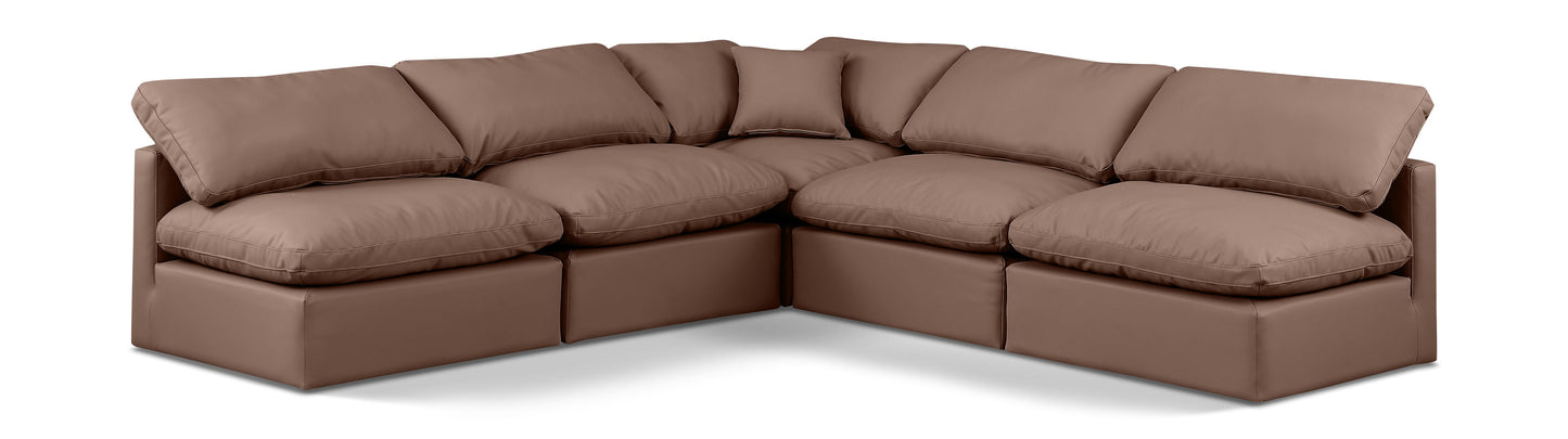 Indulge - Faux Leather 5 Piece Modular Corner Armless Sectional