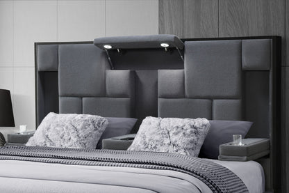Oscar - King Bed Without Wood Trim - Dark Gray