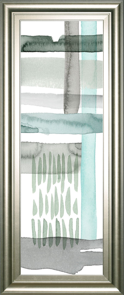 Cross Stitch Panel Il By Grace Popp Framed Print Wall Art - Light Blue