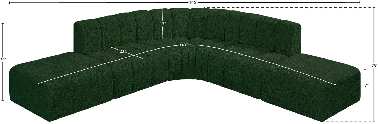 Arc - Boucle Fabric 6 Piece Corner Modular Sofa