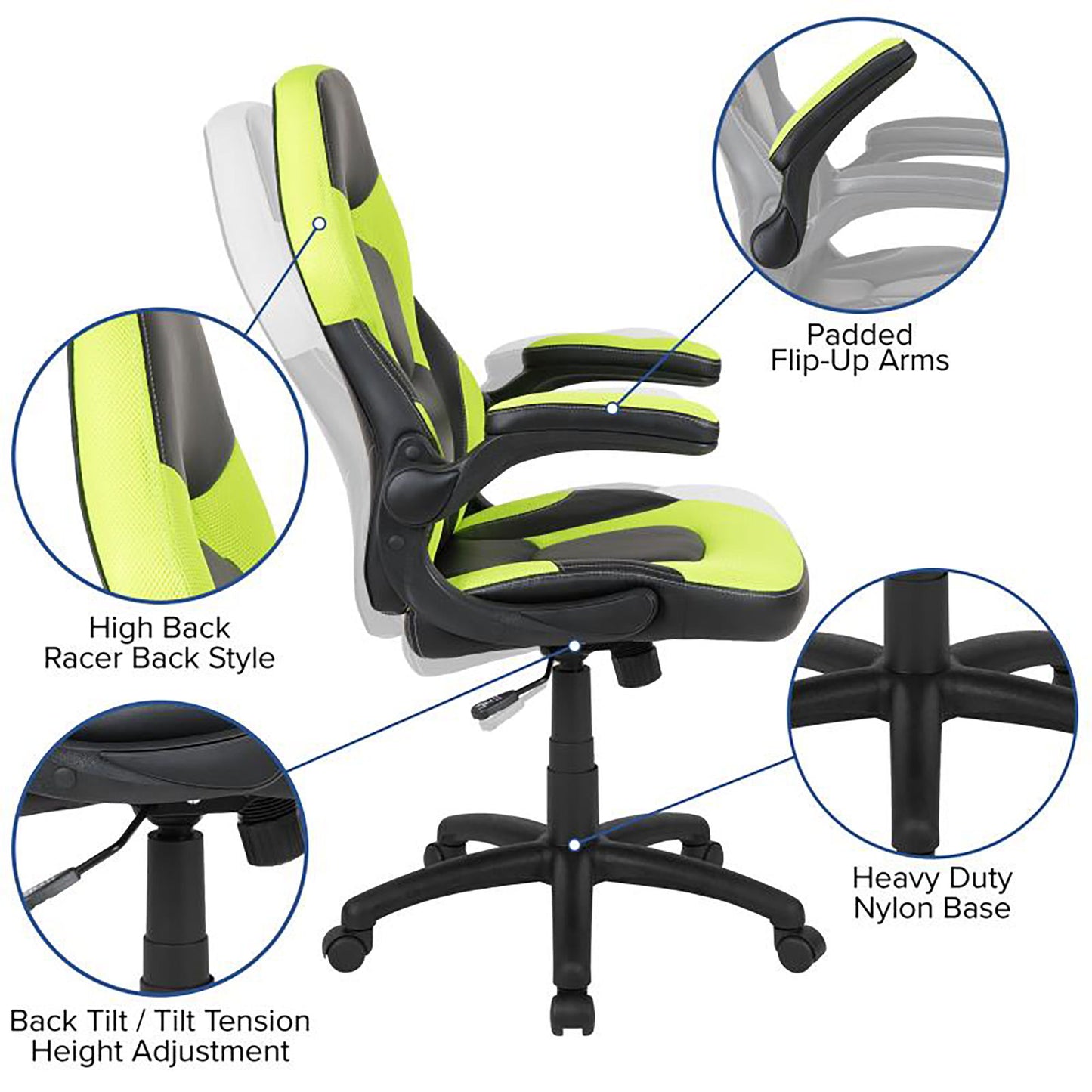 Flash Furniture - 2 Piece Racing Chair And Gaming Desk Set - Black / Green